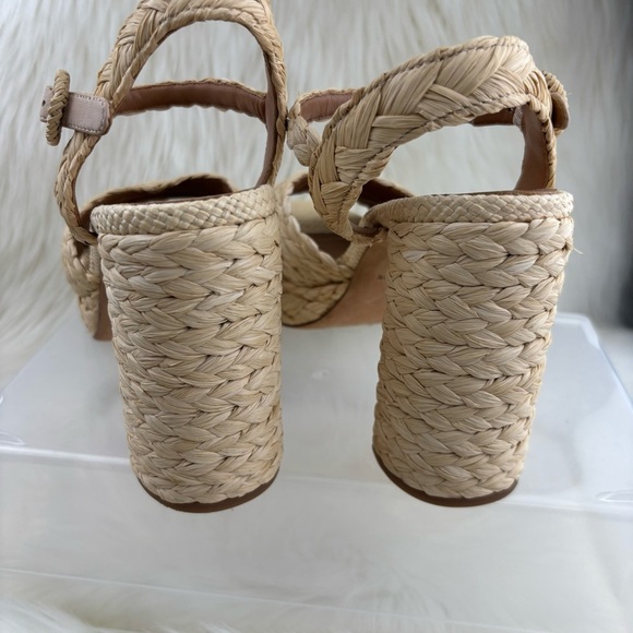 Kate Spade Biege Braided Raffia Espadrilles Woven Sandals - Picture 4 of 14